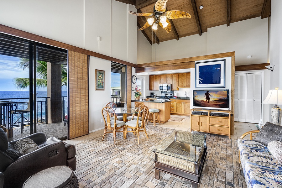 Open floor plan with vaulted ceiling allows the Ocean breeze to move freely