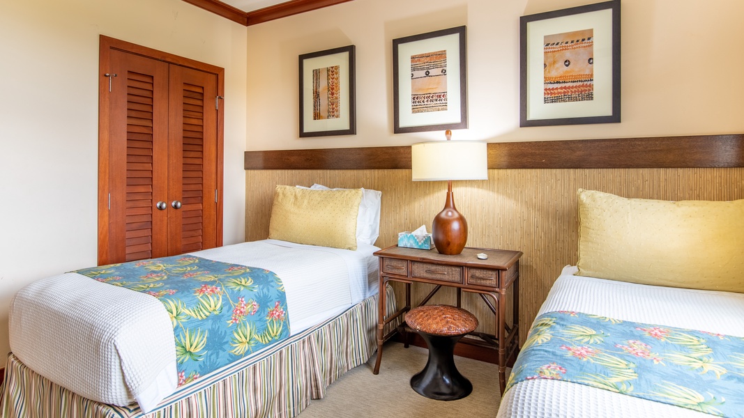 The second guest bedroom has two extra long twin beds that can be converted to a king.