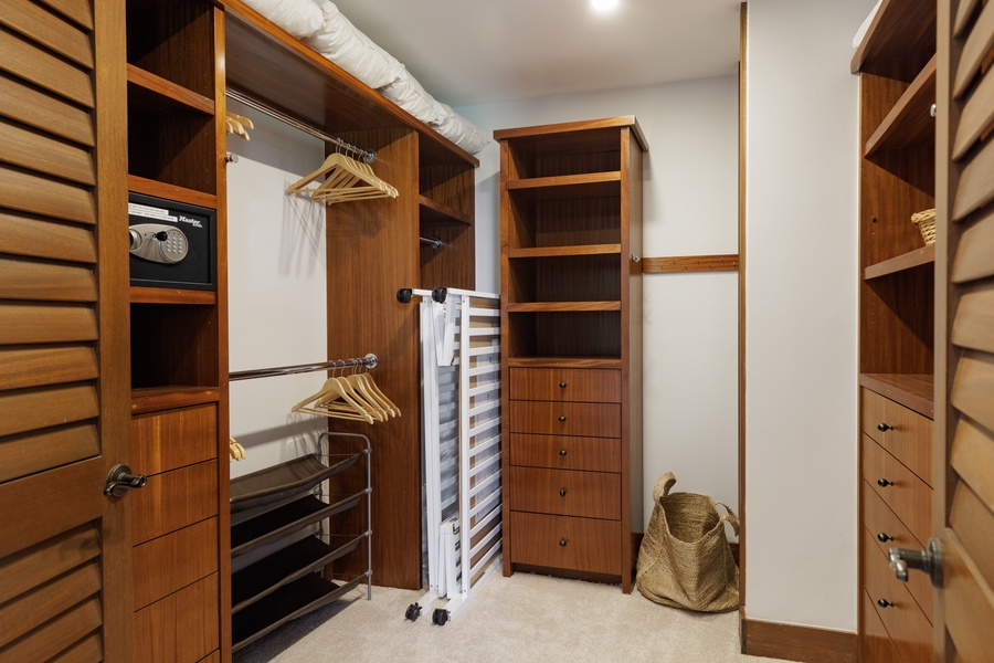 A walk-in closet to store all your travel essentials with ease and organization.