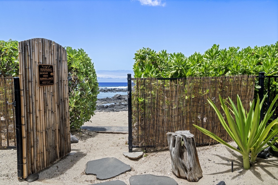 Private gated beach access directly from the backyard—just steps to sun, sand, and sea.