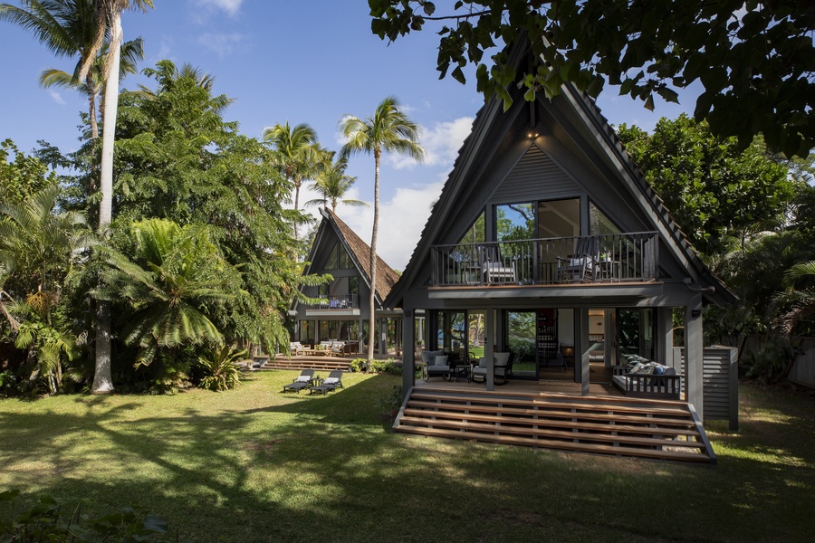 Outdoor Lanai overlooking gardens is the perfect place to relax.