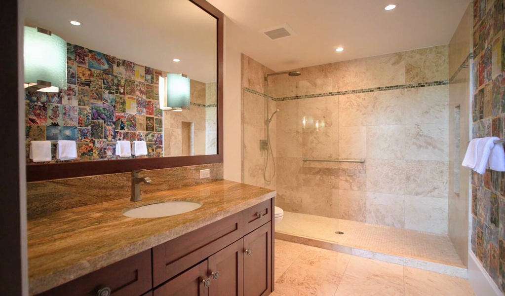 Guest Bedroom 4 ensuite with single vanity and walk-in shower