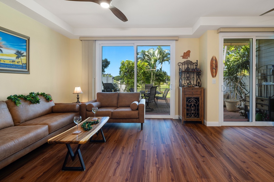 A bright and airy living space with easy access to the outdoor patio.