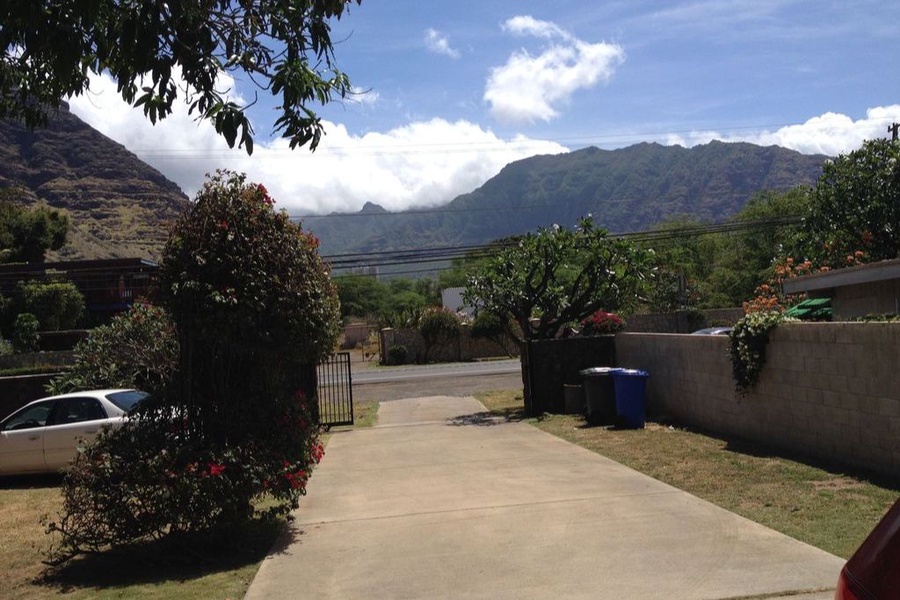 A view of the Waianae Mountains from the back of the home.