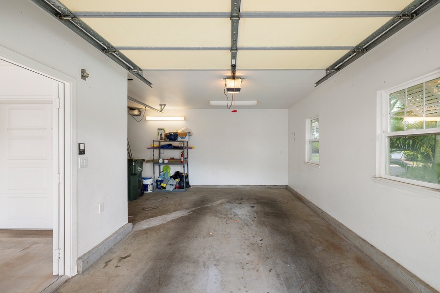 Private one-car garage with additional assigned parking space and room for all your island adventure gear.