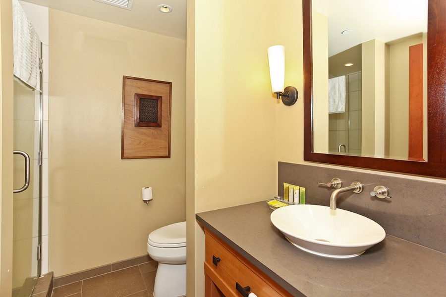 The second guest bathroom is also a full bathroom.