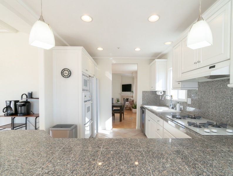 The pristine kitchen area, an environment of culinary inspiration