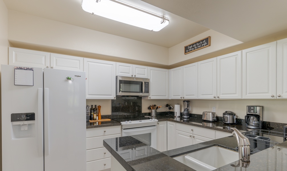 The kitchen has all the amenities for your culinary adventures.
