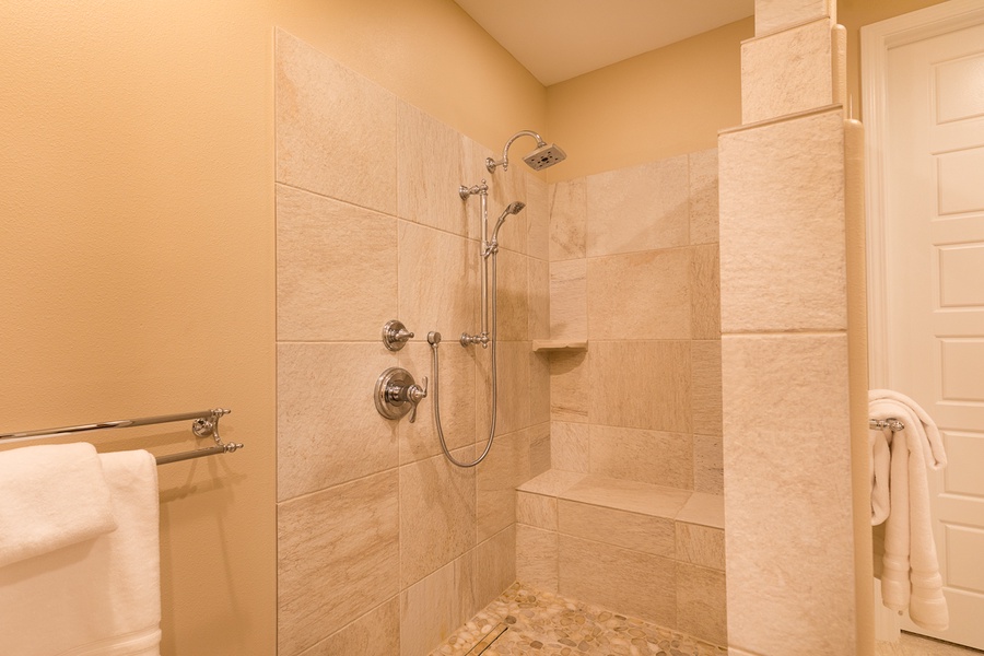 The primary bath also has a large walk-in shower
