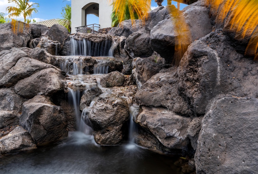 Tropical landscaping throughout the resort area.