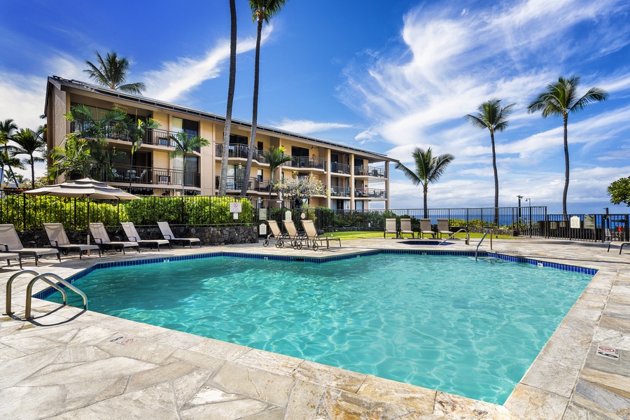 Dive into relaxation at the Kona Makai pool, a refreshing oasis under the vibrant island sky.