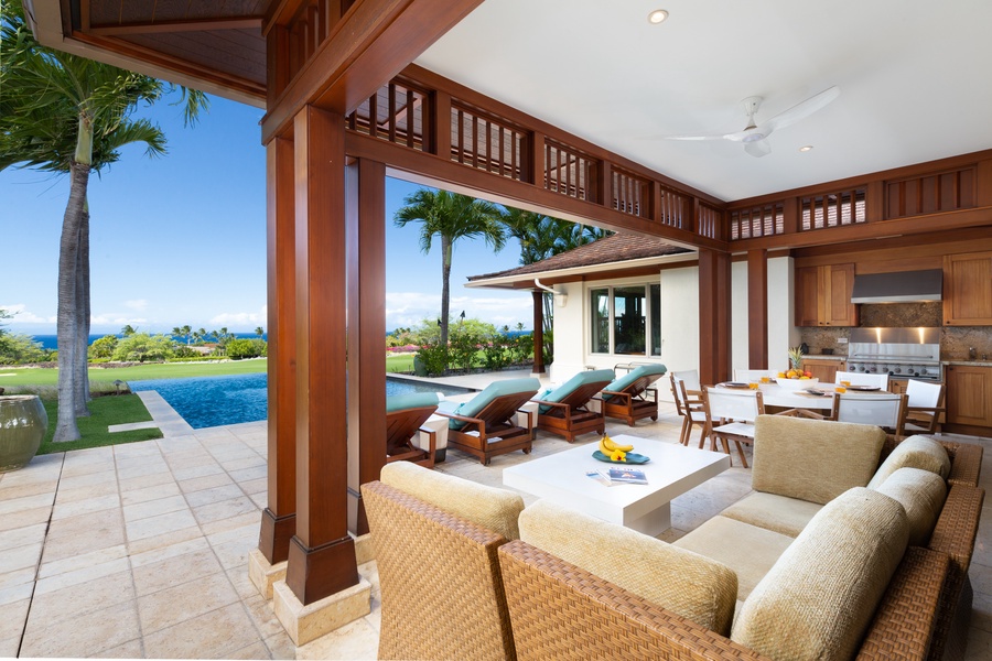 Alternate view of the main lanai featuring the personal grill station