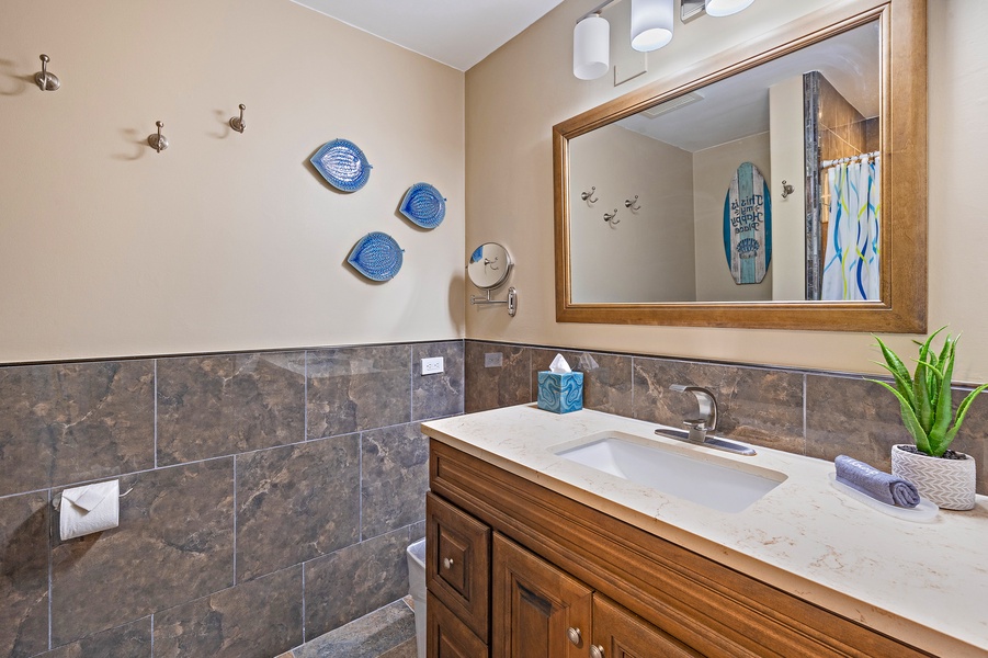 The powder room with modern finishes.