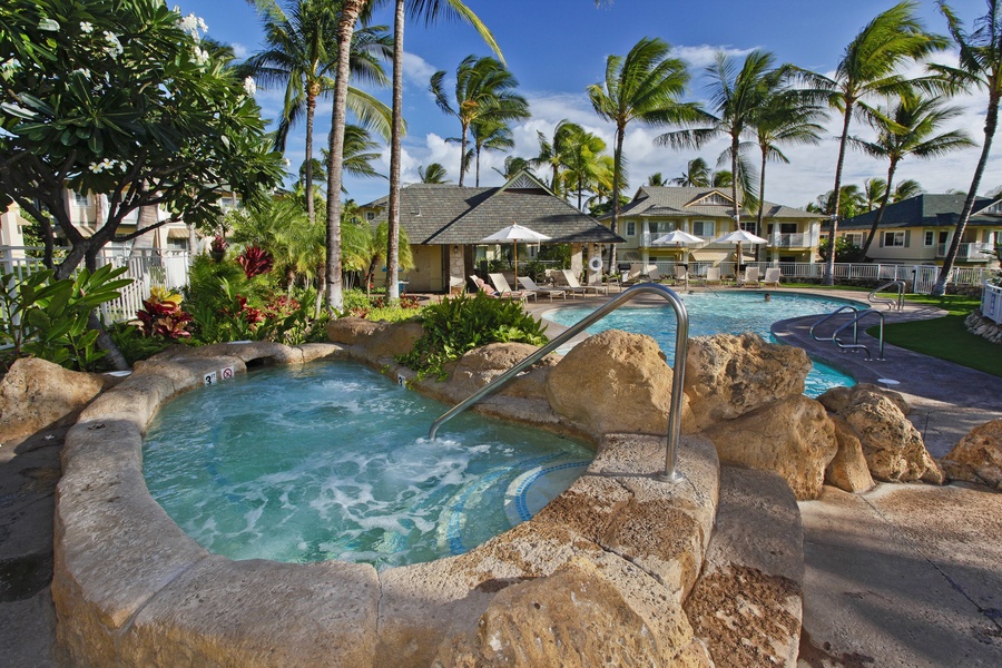Soak in the luxurious hidden spa by the pool.
