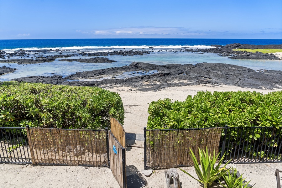 Private gated beach access—just steps away from gentle waves and tide pools safe for little ones.