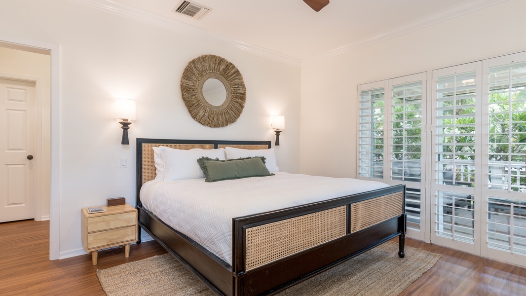 The primary guest bedroom with luxurious furnishings.