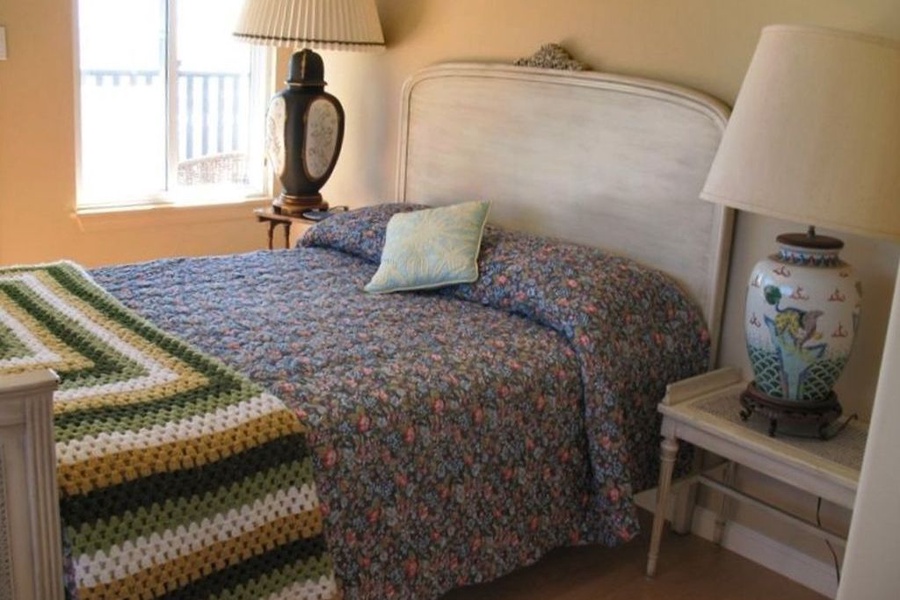 The primary bedroom with a queen bed.