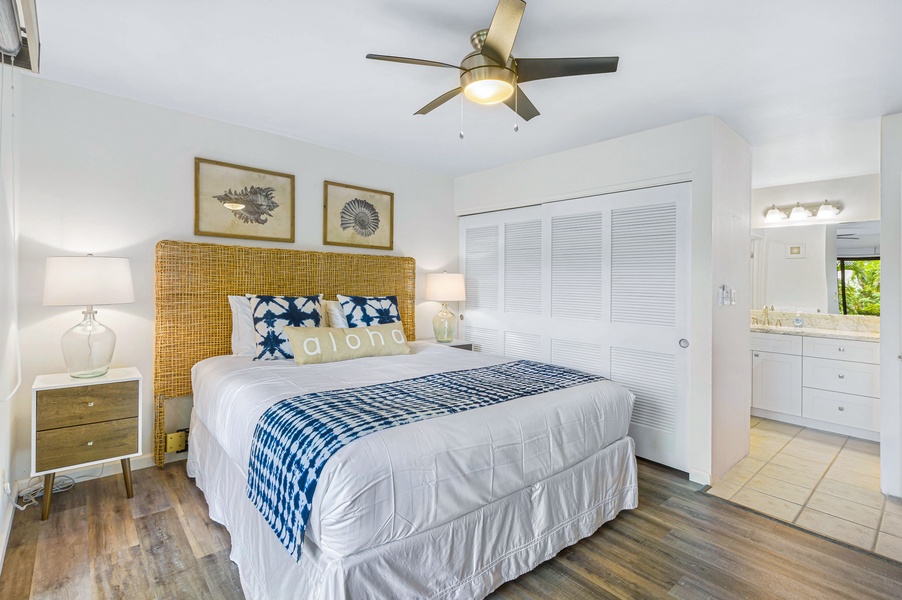 Unwind after a day of exploring in Wailea Ekolu 1605’s cozy bedroom with a comfortable king-size bed.
