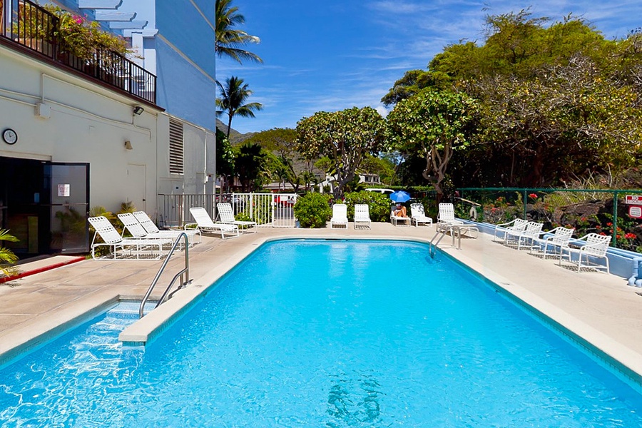 Lounge or swim at the saltwater pool.