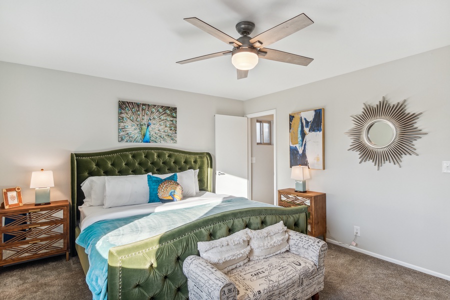 The bedrooms are spacious and comfortable, equipped with flatscreen TVs, and perfect for a relaxing night's sleep after a long day of exploring everything Mesa offers.