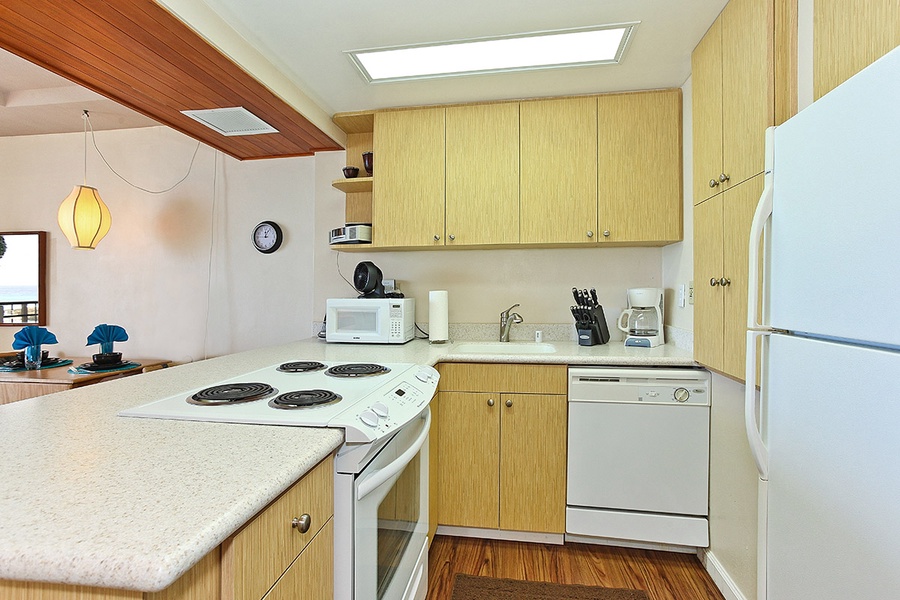 The kitchen features numerous amenities for your home away from home.
