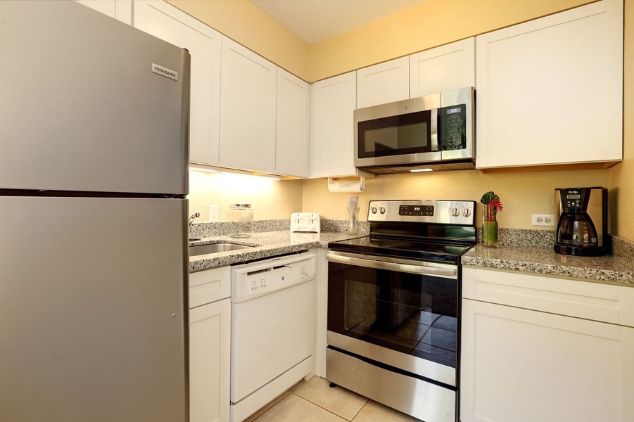 Fresh updated kitchen with stainless steel appliances