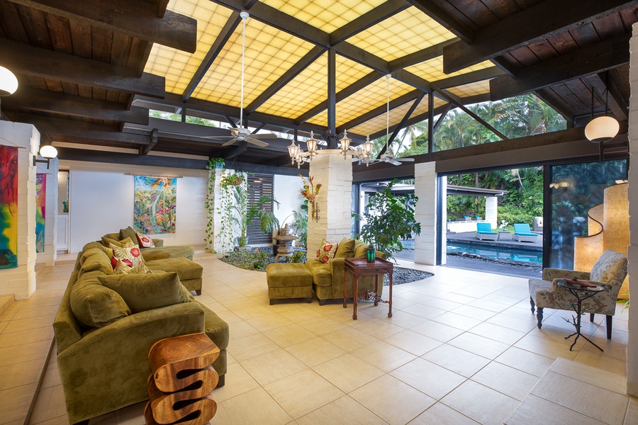 High-Ceiling, Open Air Living Room