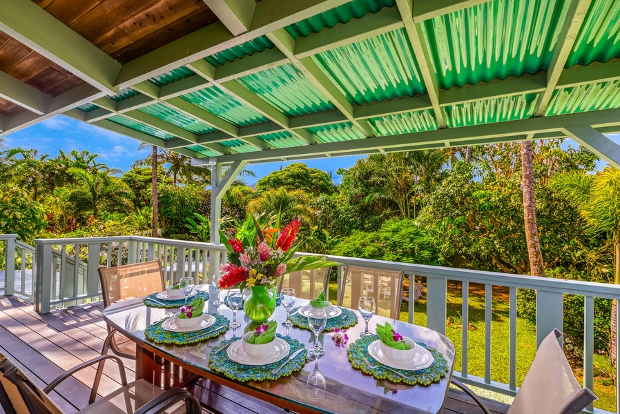 Covered outdoor dining area