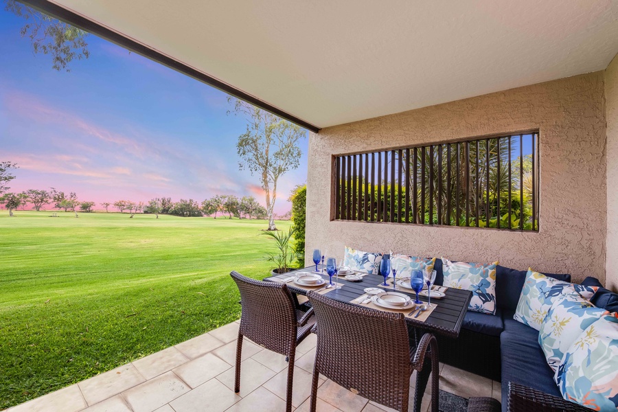 Watch the sky come alive in pinks and purples from your lanai—sunset dinners here are an unforgettable island ritual.