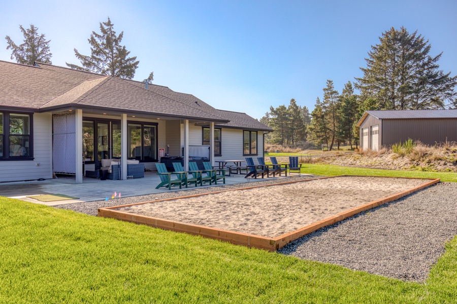 Enormous sand pit built for yard games