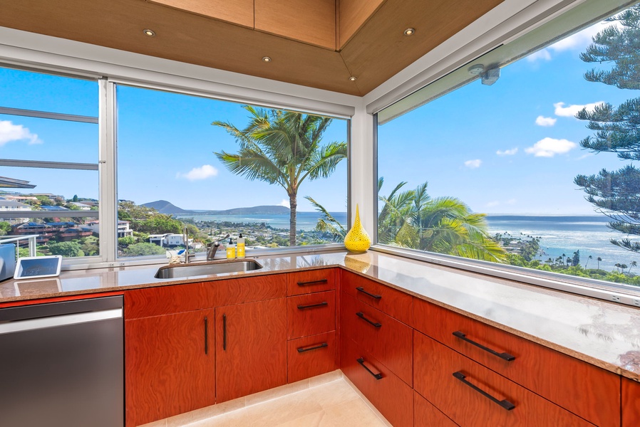 Enjoy stunning ocean vistas as you cook or sip your morning coffee.