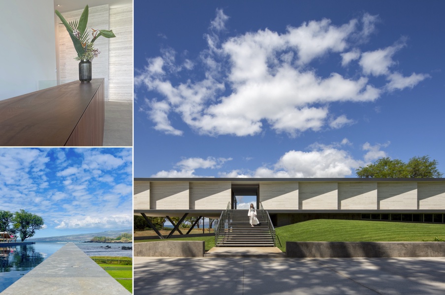 An architectural precision of walkways to the refreshing infinity pool and the serene sky.