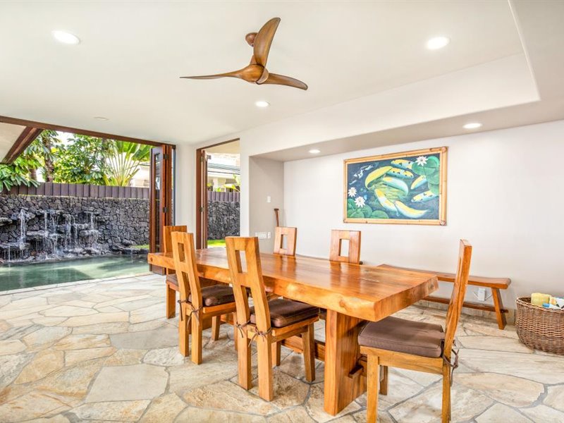 Indoor dining near the kitchen