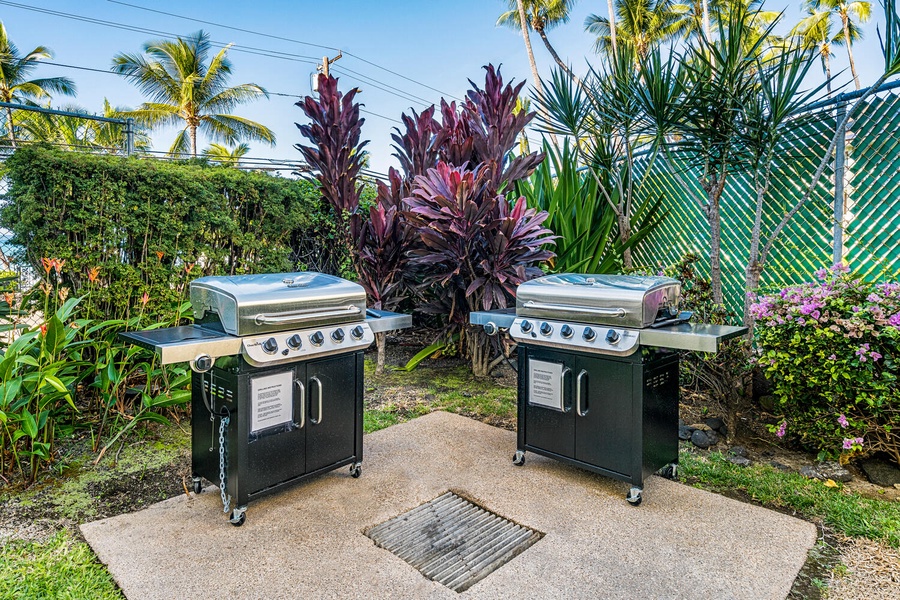BBQ grills conveniently located near the pool.