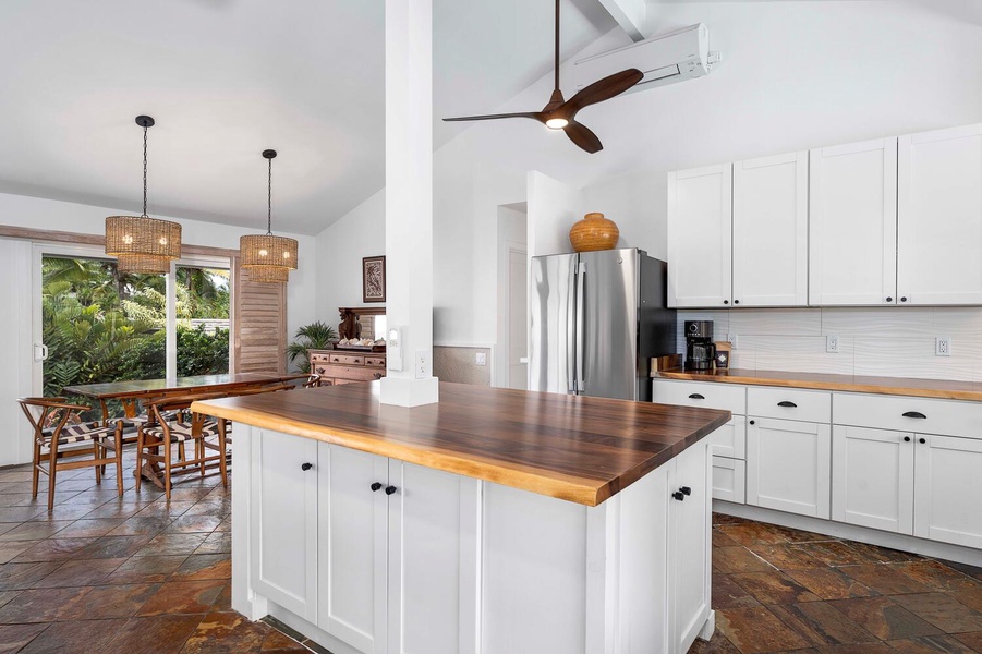 Prep meals in a jiffy in the kitchen with wide counter spaces.