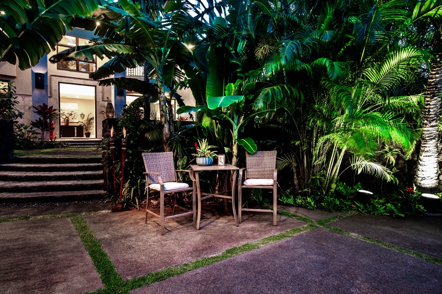 Cozy patio for morning coffee or evening cocktails.