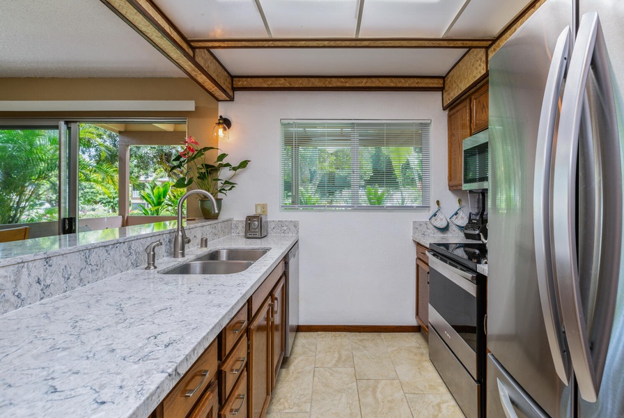 A roomy kitchen space is a chef's delight.