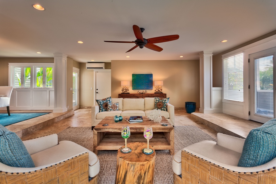 The sitting room view from the pool deck.