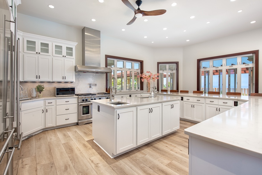 A perfect space to cook for your group while taking in the ocean views.