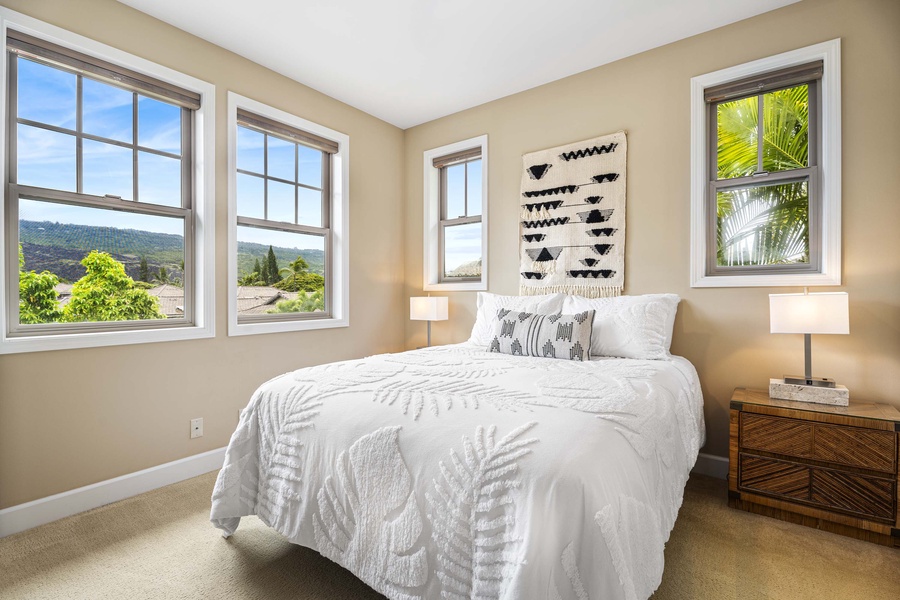 Upstairs guest room with Queen bed, A/C, Mountain view, and walk in closet