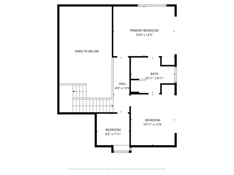Second floor plan outlining three of the five bedrooms.