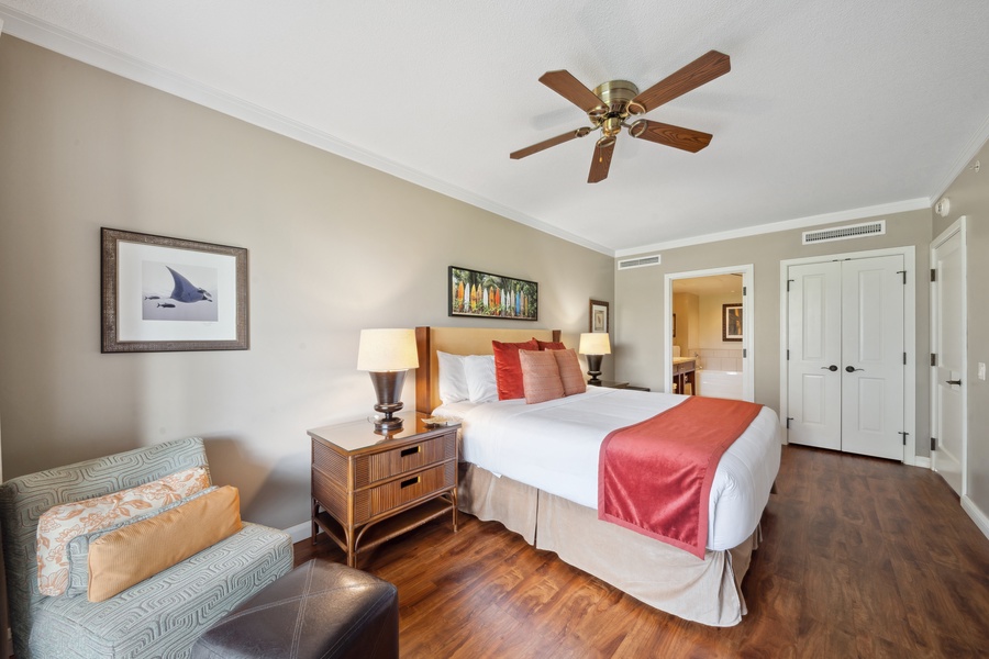 Experience resort-style comfort in the guest suite at Honua Kai Konea 204, where rest meets refined design.