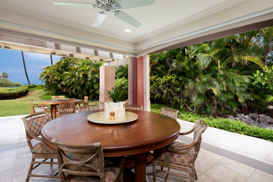 Savor meals surrounded by tropical paradise on your private covered terrace, where lush gardens meet ocean breezes.