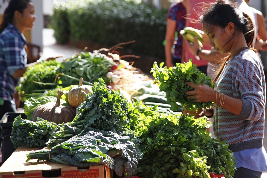 Fresh produce and local goods at the nearby Kauai farmers market.