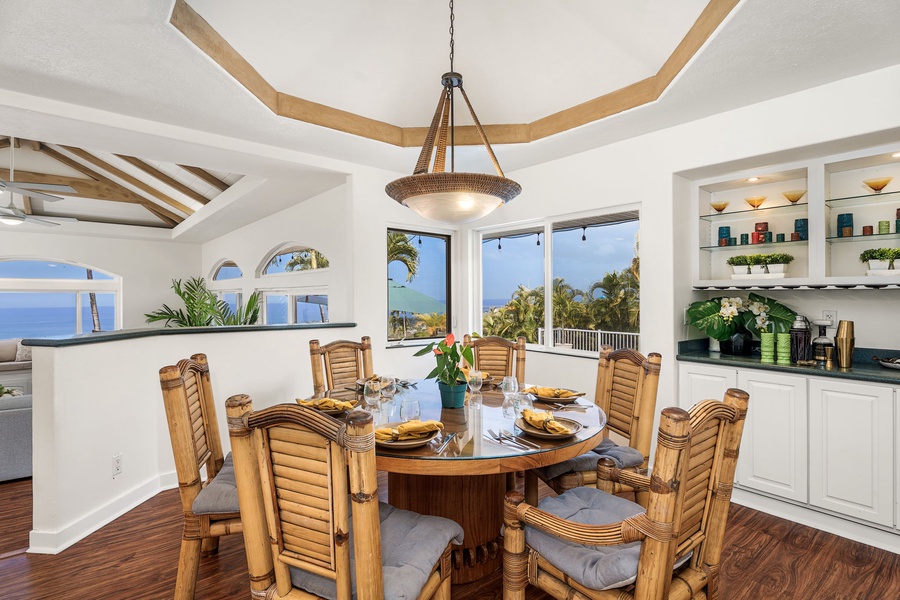 Dine with sweeping Kona coastline views and island breezes.