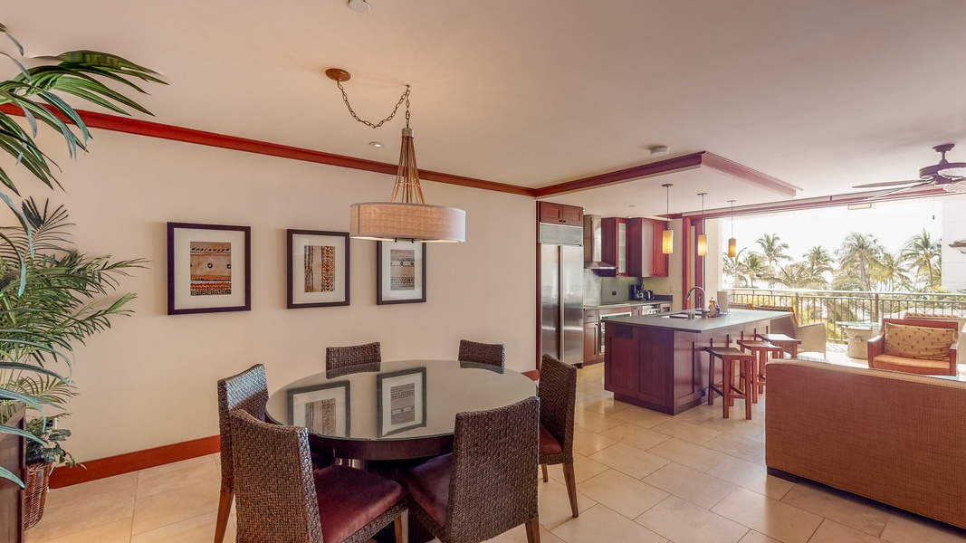 Spacious dining area with elegant furnishings, perfect for memorable meals.