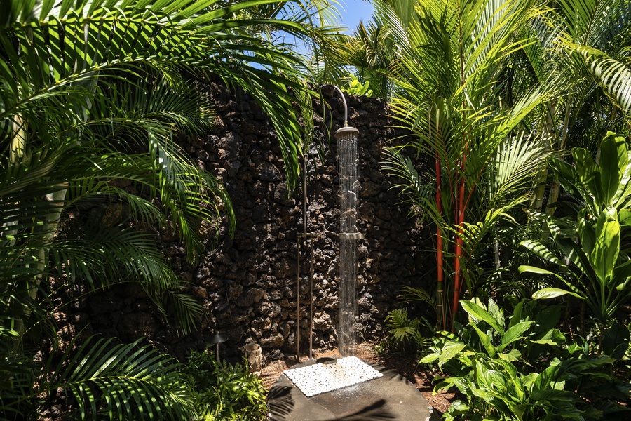 Guest bedroom one’s outdoor shower garden.