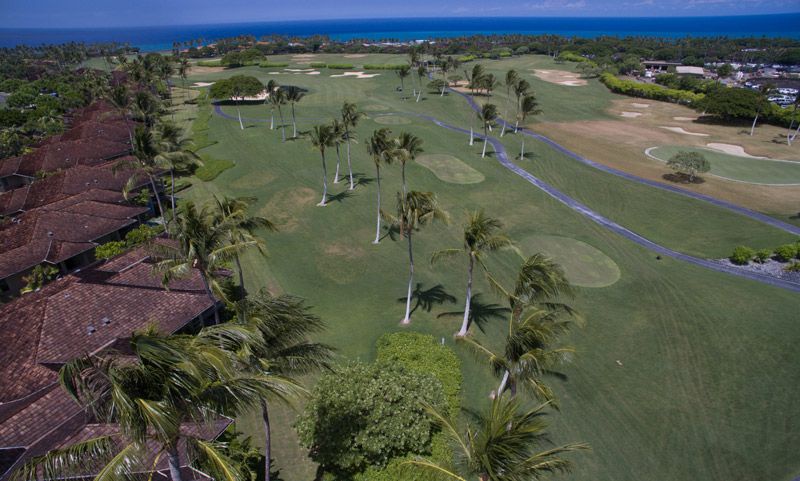 Aerial shot of the golf course.