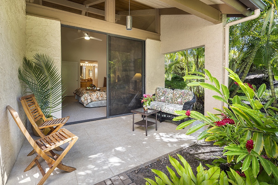 Private seating on the Primary bedroom Lanai