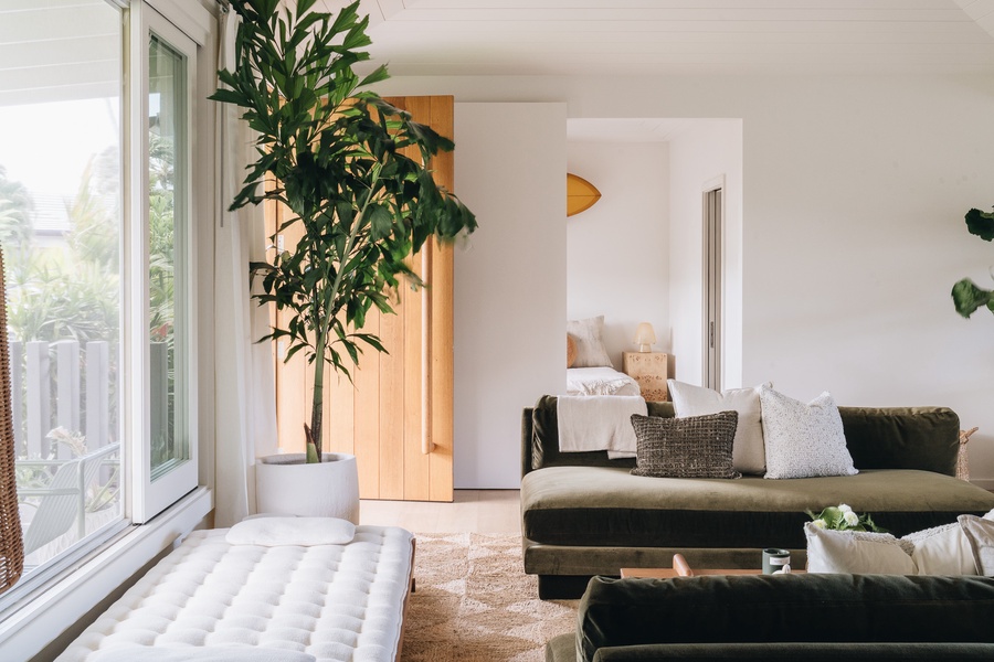 Natural textures, soft light, and thoughtful design create a comfortable place to unwind.